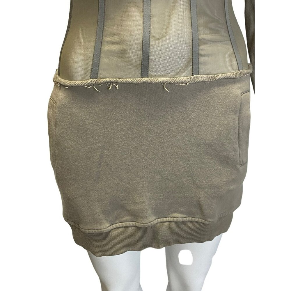 Athina Dress Tan Small Corset French Terry Cloth Soft Pockets Cropped Mini - Picture 3 of 10
